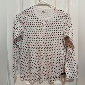 Roller Rabbit Long Sleeve Pajama Shirt Red Green Stars XS